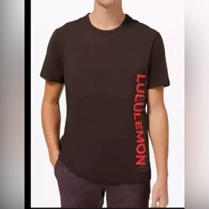 RARE Lululemon men’s t shirt size L brown big logo No Tag Size